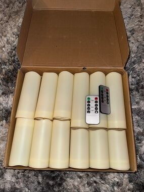 Amazon Ivory LED Flameless Pillar Candles with Remotes - Set of 12 - 6,5,4”